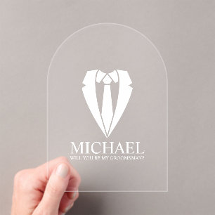 Invitaciones Acrílicas Propuesta de Groomsman personalizada de boda
