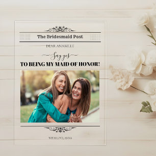 Invitaciones Acrílicas Propuesta de la dama de honor del periódico Letra