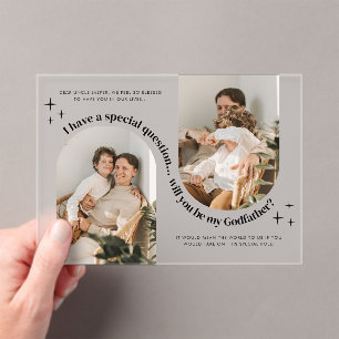 Invitaciones Acrílicas Propuesta de Padrino con Foto en Arco Doble