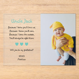 Invitaciones Acrílicas Propuesta de Padrino Foto Bautizo