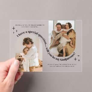 Invitaciones Acrílicas Propuesta de Padrinos de Foto Arco Doble