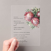 Protea nativa acuarela Floral Boho Botánico