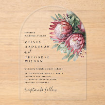 Protea nativa acuarela Floral Boho Botánico