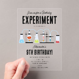 Invitaciones Acrílicas Prueba de química científica Tubes niños Fiesta de