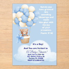 Invitaciones Acrílicas Psalm 21:6 Boy Baby Shower Invitation