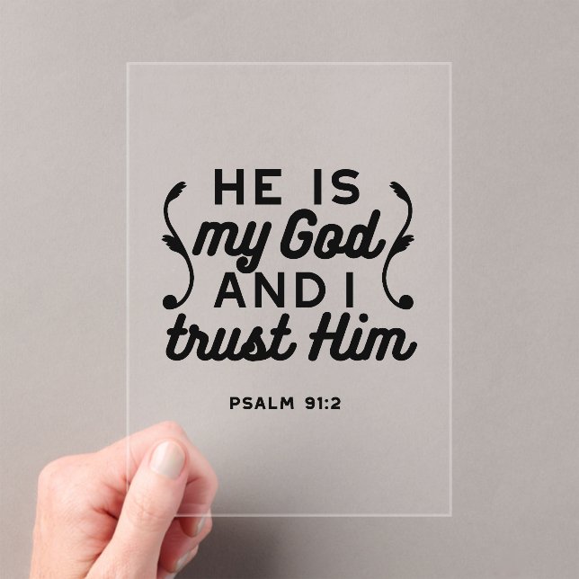 Invitaciones Acrílicas Psalm 91:2 – Trust in God Christian Bible Verse (Insitu (portátil))