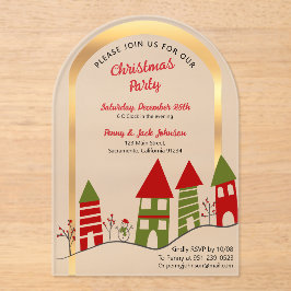Invitaciones Acrílicas pueblo en la nieve a los Navidades congelados