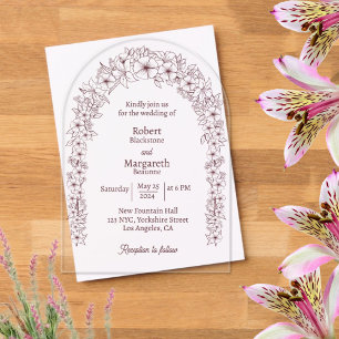 Invitaciones Acrílicas Puerta de Arco de Boda Floral Boda