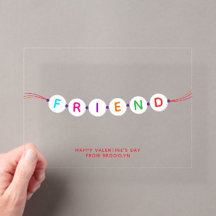 Invitaciones Acrílicas Pulsera de amistad linda amiga Día de San Valentín