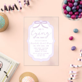 Invitaciones Acrílicas Purple Bow Watercolor Bridal Shower