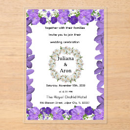 Invitaciones Acrílicas Purple Floral Wedding Invitation – Elegant Garden 