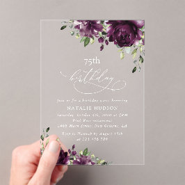 Invitaciones Acrílicas Purple Flowers, Plum Flowers, Boho, Birthday