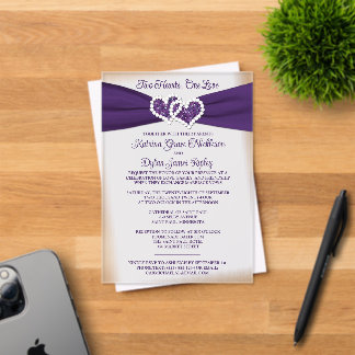 Invitaciones Acrílicas Purple Love Hearts Wedding Invitation