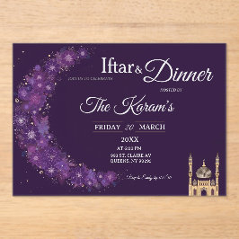 Invitaciones Acrílicas Purple Minimal Mosque Ramadan Iftar Party 
