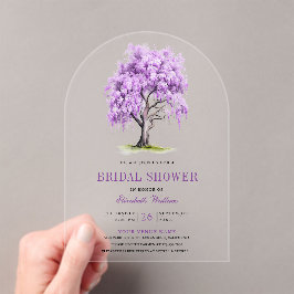 Invitaciones Acrílicas Purple Wisteria Floral Tree Bridal Shower