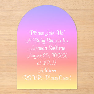 Invitaciones Acrílicas Púrpura azul rosa negro arcoiris pastoral 4Amand