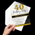 Invitaciones Acrílicas Purpurina de Oro y Negro 40 Fiesta de cumpleaños<br><div class="desc">Fije el tono para un fabuloso fiesta de 40 años con nuestra lujosa invitación acrílica Fiesta Black And Gold Purpurina 40. Esta elegante invitación es perfecta para celebrar este especial cumpleaños con su diseño negro y dorado y detalles purpurinoso. Impresione a sus invitados con una invitación verdaderamente única y elegante...</div>