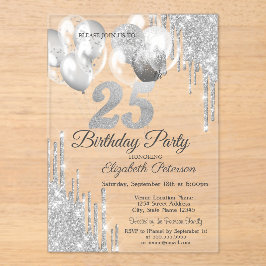 Invitaciones Acrílicas Purpurina de plata perfora globos Metálicos azules