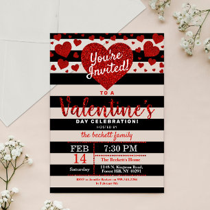 Invitaciones Acrílicas Purpurina moderno Fiesta El día de San Valentín de