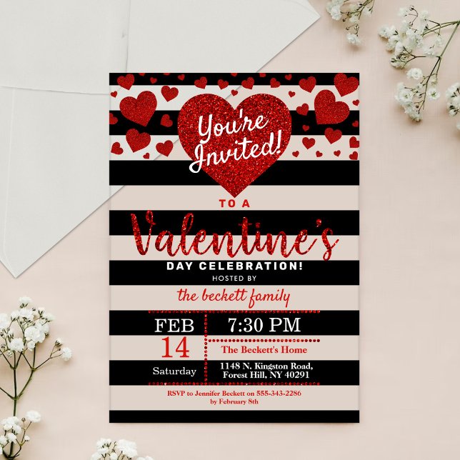 Invitaciones Acrílicas Purpurina moderno Fiesta El día de San Valentín de (Subido por el creador)
