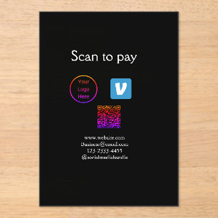Invitaciones Acrílicas Q R código venmo scan para pagar añadir logotipo m