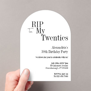 Invitaciones Acrílicas QEPD 2003 Fiesta de cumpleaños número mínimo blanc