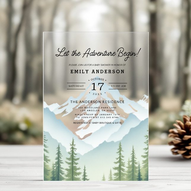 Invitaciones Acrílicas Que la aventura empiece Woodland Baby Shower (Subido por el creador)