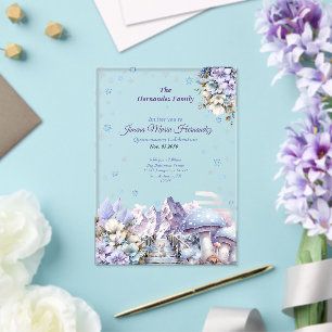 Invitaciones Acrílicas Quinceañera de Cuento de Hadas de Invierno