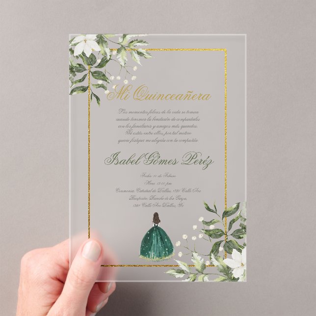 Invitaciones Acrílicas Quinceanera española (Insitu (portátil))