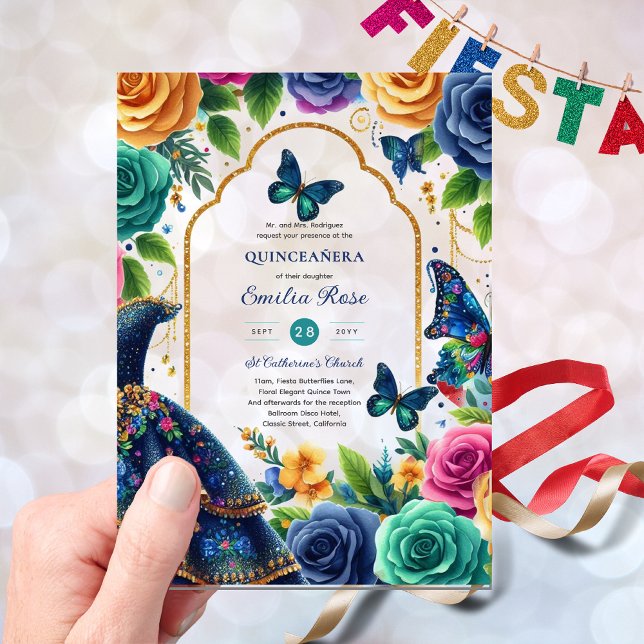 Invitaciones Acrílicas Quinceañera Fiesta Butterflies Quince Vestidos Ros (Subido por el creador)