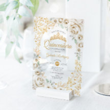 Quinceañera Floral Crema Dorada