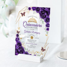 Quinceañera Floral de Oro Púrpura
