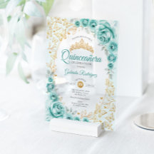 Quinceañera Floral Oro Turquesa