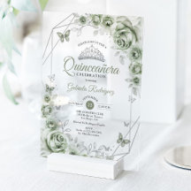 Quinceañera Floral Salvia Verde Plata