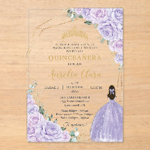 Quinceañera Lila Floral 15 Años Padrinos