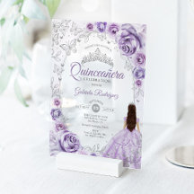 Quinceañera Lila Plata Floral