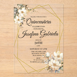 Invitaciones Acrílicas Quinceañera Magnolia