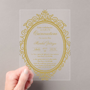 Invitaciones Acrílicas Quinceañera oval acrílica