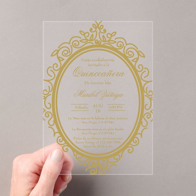 Invitaciones Acrílicas Quinceañera oval acrílica (Insitu (portátil))