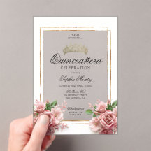 Quinceañera Rosa Rosa Crown de oro