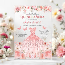 Quinceañera Rubor Mariposa Floral Rosa Rosa Rosada