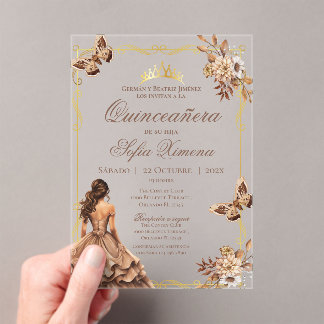 Invitaciones Acrílicas Quincenera Invitation in Spanish Boho