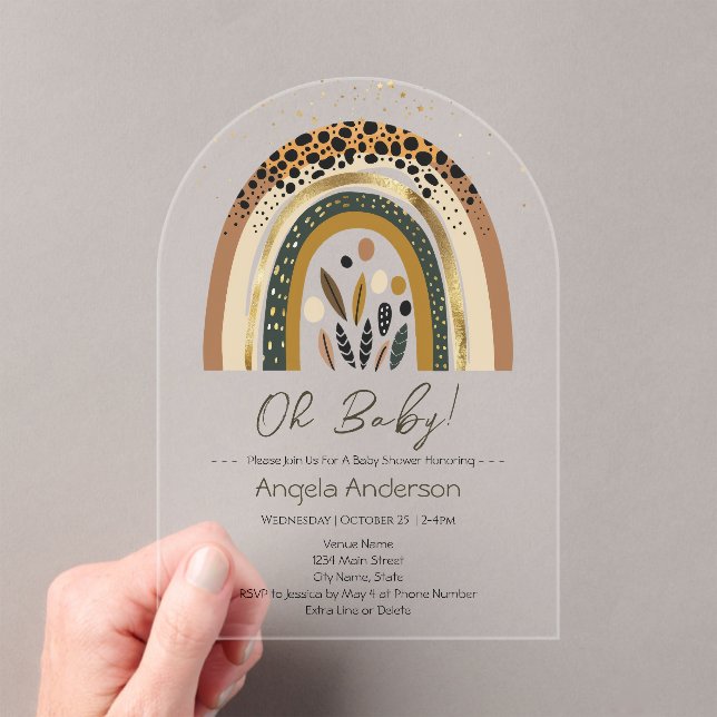 Invitaciones Acrílicas Rainbow Boho Baby Shower (Insitu (portátil))