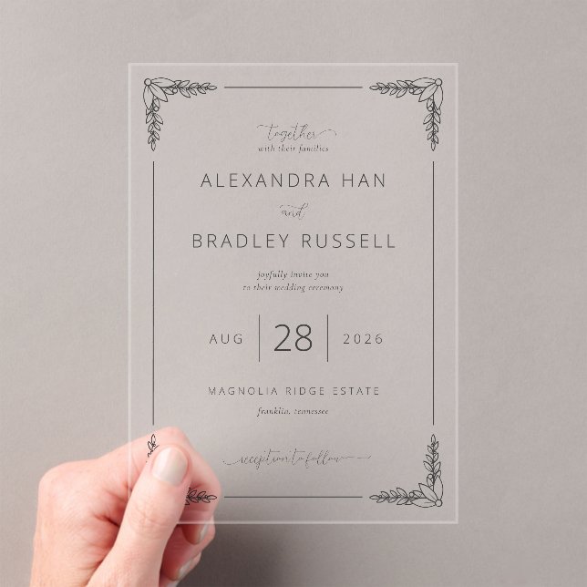 Invitaciones Acrílicas Ramas Elegantes Negras Frondosas (Insitu (portátil))