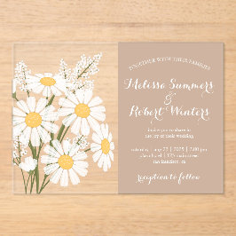 Invitaciones Acrílicas Ramo de Margaritas Blancas Florales Elegantes Boda