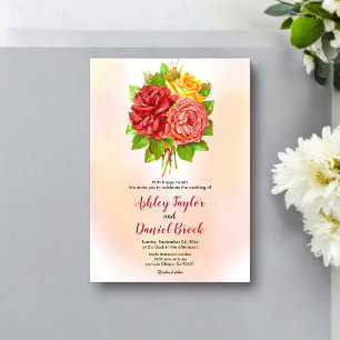 Invitaciones Acrílicas Ramo Floral Acuarela Rosa Claro Boda