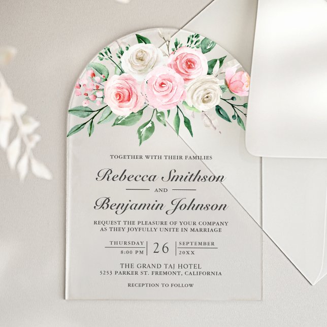 Invitaciones Acrílicas Ramo Floral Rosa Rosado Boda (Subido por el creador)