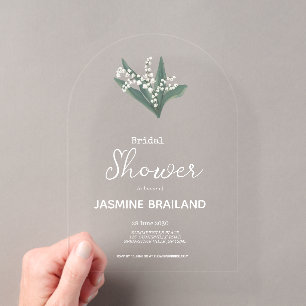 Invitaciones Acrílicas Ramo moderno de lirio de los valles para ducha de
