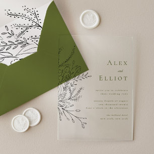 Invitaciones Acrílicas Ramo Verde Desbordante Boda