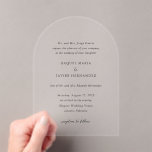 Invitaciones Acrílicas Raquel Classic Elegant Wedding<br><div class="desc">Elegante invitación acrílica de bodas con un diseño sencillo y clásico con fuentes serif tradicionales y elegantes de escritura.</div>